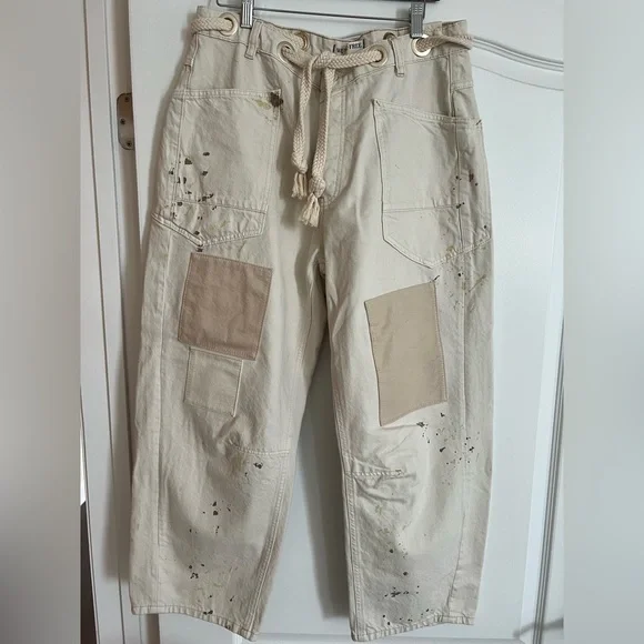 NWT We the Free Moxie Pull-on Barrel Jeans in Cream/Tan - Picture 5 of 7